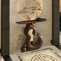 Table Console moderne haut de gamme personnalisable, mur d'entrée de luxe, vue d'extrémité accessible pour bureau à domicile et mobilier de salon