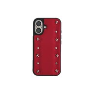 Coque anti-chute haut de gamme en matériau IMD style INS avec rivets bordeaux pour iPhone 14/13 et 17/16/15 PRO MAX