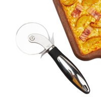 Spatula Keju Pizza Baja Tahan Karat, Pemotong Pizza Kulit Tipis, Pemotong Roda Berputar, Alat Penyaji Pie, Alat Pembuat Kue