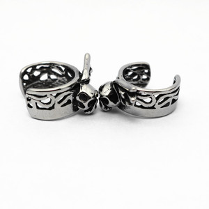 yunnique <b>Cuff</b> <b>Earrings</b> Stainless Steel Wings Skull Design For Men Women Non Pierced <b>Earrings</b> Fashion Jewelry - Product Image 2