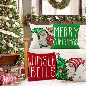 Sarung bantal mewah Natal 45x45 Yule Santa Nisse patung peri Nordik sarung bantal musim dingin dekoratif luar ruangan Natal