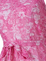 Robe mini vintage rose à fleurs, sans manches, coupe trapèze, taille élastique, ajustée, en coton 100% écologique de qualité supérieure, idéale pour les vacances