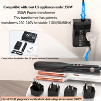 Adaptateur de voyage universel Foxcan 350W haute puissance avec 2 ports USB et 2 ports Type-C, convertisseur à onde carrée, design élégant, pour appareil photo, 2 prises CA internationales