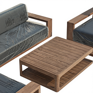 Sofá Minimalista de Teca, Líneas Sencillas, Moderno, para Hogar, Jardín, Boutique, Hotel, Terrazas - Product Image 1