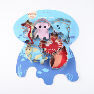 Animaux marins, 6 <span class=keywords><strong>emporte</strong></span>-pièces en acier inoxydable écologiques jetables en forme de dessin animé - Product Image 1