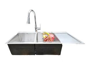 Évier de cuisine en acier inoxydable robuste, cuve profonde, fait main, anti-bruit, prix abordable - Product Image 1