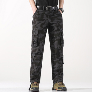 <span class=keywords><strong>Pantalon</strong></span> de travail décontracté pour homme, coupe droite ample, taille mi-haute, motif camouflage, respirant, en coton doux - Product Image 2