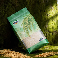 Sacs d'emballage pour riz à fond plat, scellés sur 8 côtés, de qualité alimentaire, en plastique avec fenêtre transparente, résistants à l'humidité, impression de logo personnalisée