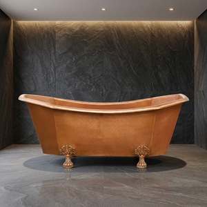 Baignoire autoportante de luxe en cuivre à pieds de chaise, forme personnalisée, portable, pour adultes, pour salle de bain - Artisanat indien - Product Image 1