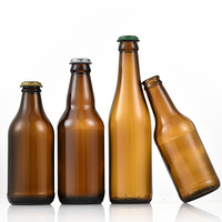 Vente en gros de bouteilles de bière en verre transparent les plus populaires, 250 ml, 330 ml, avec bouchon à couronne