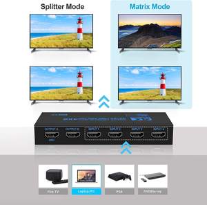 สวิตช์เมทริกซ์ <span class=keywords><strong>HDMI</strong></span> 2.0 4 เข้า 2 ออก 4K60Hz 18Gbps HDCP2.2 พร้อม <span class=keywords><strong>ARC</strong></span> Audio Extractor EDID IR Remote ตัวแยกวิดีโอ 3D HDR - Product Image 6