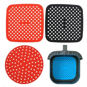 Doublures de friteuse à air en silicone perforées carrées pliables réutilisables, personnalisées en usine, vente en gros - Product Image 1