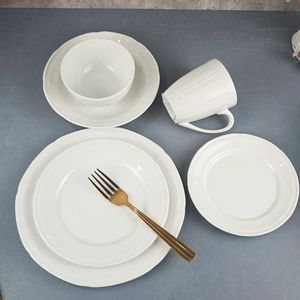 Juego <span class=keywords><strong>de</strong></span> <span class=keywords><strong>Vajilla</strong></span> <span class=keywords><strong>de</strong></span> Porcelana Blanca al por Mayor, Platos y Tazones, Bordes Repujados, Libre <span class=keywords><strong>de</strong></span> BPA, <span class=keywords><strong>Precio</strong></span> Accesible, Apto para Restaurantes - Product Image 3