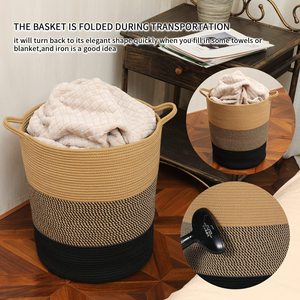 Custom Logo Dirty Clothes Household Hand Woven Large Tall <strong>Jute</strong> Rope Laundry Hamper Storage <strong>Baskets</strong> for Living Room Toys - Product Image 3