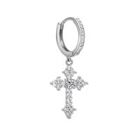 Luxuriöse S925 Silber Zirkon Iris-Blumen-Kreuz Charm-Ohrringe Unisex Verstellbar für Hochzeit und Geschenk