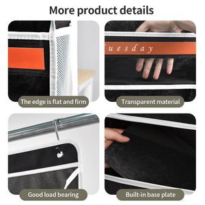 Organisateur de rangement suspendu hebdomadaire personnalisable en non-tissé, 6 poches à suspendre sur la porte pour vêtements/accessoires à la maison, au dortoir et au bureau - Product Image 3
