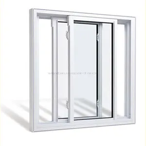 Top quality Plastic inserts white clearly glass decorative sliding window for Villa with grid