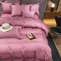 Broderie 100% coton hôtel linge de lit fendu roi housse de couette et taie d'oreiller chinois soie housse de couette
