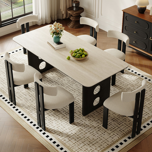 Modern Minimalist White Stone Top Dining Table Rectangle Stable Framework Structure For Home Use - Product Image 2