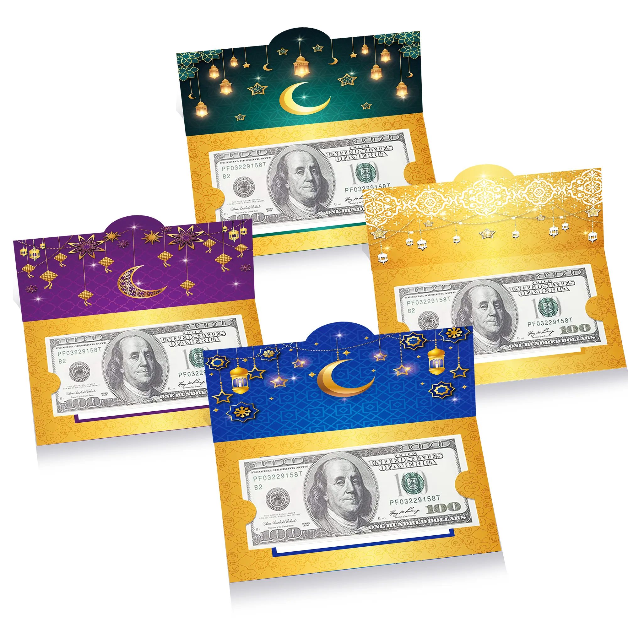 Huancai 12 шт. Рамадан Мубарак, держатели для денег и подарочных карт, открытки, конверты для наличных, для исламских праздничных принадлежностей
