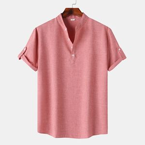 <span class=keywords><strong>Camicia</strong></span> Casual da <span class=keywords><strong>Uomo</strong></span> Primavera-Autunno 2024, Tinta Unita, Collo alla Coreana, Manica Corta, Vestibilità <span class=keywords><strong>Slim</strong></span>, Misto Cotone, Trattamento Anti-Piega - Product Image 3