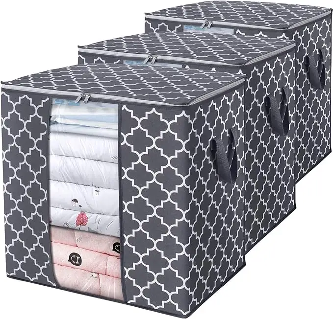 Foldable Blanket Storage Bags Storage Containers for Organizing Bedroom Organization and Storage with Lids and Handle