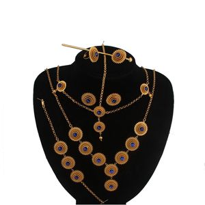 Ensemble de bijoux en plaqué or 18 carats de style vintage africain, pierre de zircon, cadeau de mariage, <span class=keywords><strong>tenue</strong></span> de fête haute couture pour les occasions spéciales - Product Image 2
