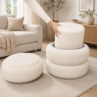 Pouf ottoman moderne de luxe en tissu blanc, chaise multifonctionnelle, repose-pieds, tabouret, siège rembourré doux, mobilier de salon contemporain