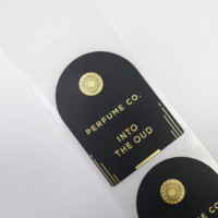 Etiquette de parfum auto-adhésive personnalisée imperméable avec gaufrage et marquage à chaud adhésif permanent durable matériau recyclé