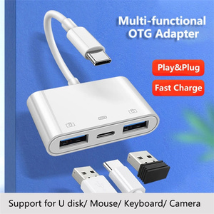 3 Trong 1 <span class=keywords><strong>USB</strong></span> C Để <span class=keywords><strong>USB</strong></span> OTG Đầu Đọc Thẻ Ổ Đĩa Flash Với Loại C Sạc Cổng Kết Nối U Đĩa/Chuột/Bàn Phím Cho Loại C Điện Thoại Adapter - Product Image 2