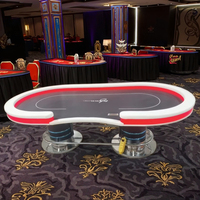 QINLONG Table de poker Texas de luxe pour 10 joueurs Lumières LED électroniques professionnelles Conception personnalisée en bois Mahjong Gambling