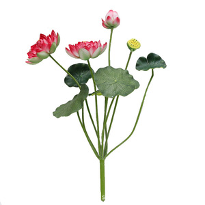 Fiore di Loto Artificiale Realistico a Prezzo all'Ingrosso, Piccolo Bouquet di Fiori di Loto e Foglie in Vaso - Product Image 4