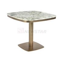 Newstar Table centrale de luxe de forme carrée mobilier moderne dessus en marbre Table basse en acier inoxydable Table basse en marbre pour hôtel