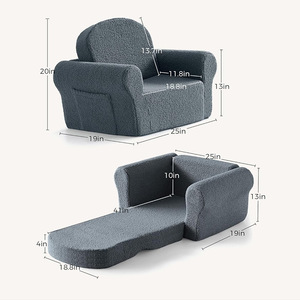 Giving Tree <b>Kids</b> <b>Sofa</b> Folding Plush Chair For Children And Pets Blue Color With Side Pocket And Soft Cushion - Product Image 5