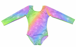 Girls Children Rainbow Star Print for Long Sleeve Leotard <b>Dancewear</b> for <b>Training</b> - Product Image 3