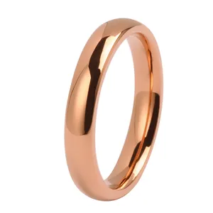 4mm Polished Channel Setting OEM/ODM Men Stainless Steel Ring Jewelry Rose Gold Manufacturer Laser Trendy Dome Wedding Band