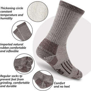 Calcetines de lana merino <span class=keywords><strong>para</strong></span> senderismo, calcetines <span class=keywords><strong>para</strong></span> clima frío, calcetines térmicos cálidos con cuello redondo <span class=keywords><strong>para</strong></span> invierno - Product Image 3