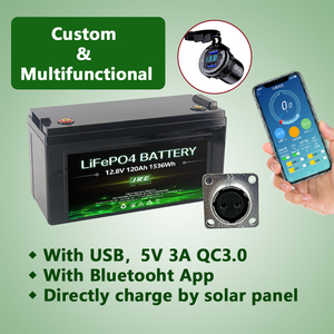 แบตเตอรี่อเนกประสงค์ 12v 80ah ชุดแบตเตอรี่สำรองแบบพกพา พร้อมพอร์ต USB BT5.0 สำหรับแคมป์ปิ้ง JRE--PK-1280EM 12V 80Ah ใช้พลังงานแสงอาทิตย์สำหรับแคมป์ปิ้งและรถยนต์ - Product Image 4