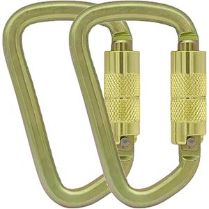 Mousqueton en acier inoxydable de forme D à verrouillage automatique MD MD-R237, robuste, doré, 1 pièce, 30KN=6500lbs, grand clip d'escalade, escalade sur roche - Product Image 1