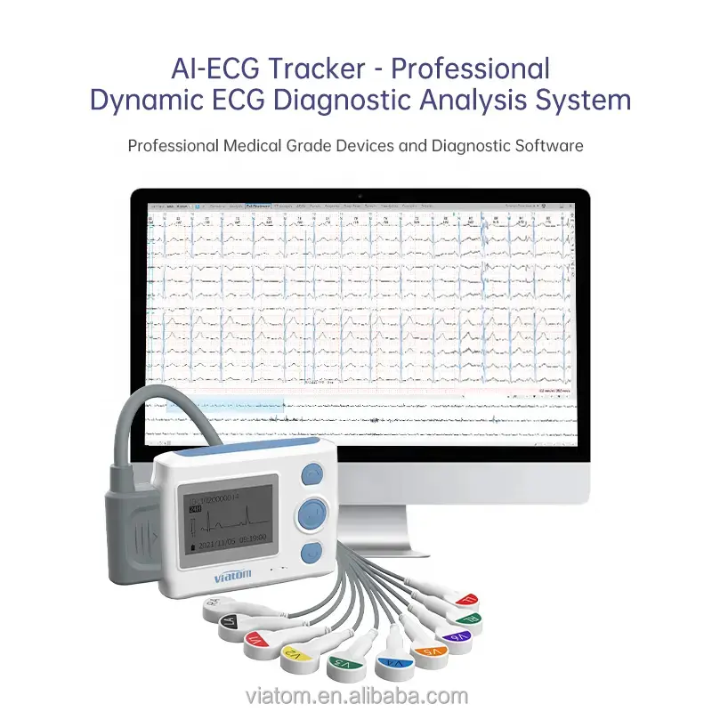 Wellue 12 24 שעות ביממה ecg הולטר נייד צג מכונת קרולוגיה מכונת 12 ערוץ נמוך מחיר נמוך