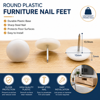 Patins de protection de sol ronds en plastique à clouer pour meubles, 15 mm et 22 mm, pour pieds de chaise, table, canapé, armoire en bois