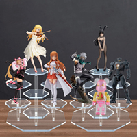 Support d'affichage hexagonal noir à plusieurs niveaux en acrylique pour figurines de blind box, cosmétiques, bijoux, organisateur de bureau