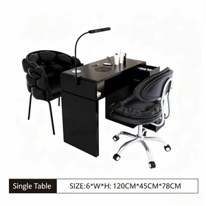 Table et chaise de manucure en porcelaine marbrée, style luxe léger, très tendance, pour une ou deux personnes - Product Image 3