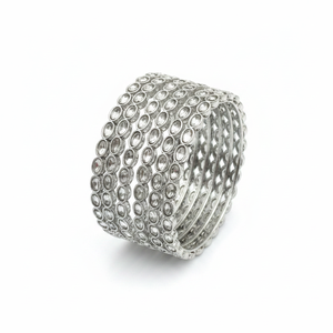 <b>Silver</b> Plated Crystal Stone <b>Bracelets</b> & <b>Bangles</b> Set | Elegant & Luxurious Jewelry Collection for Women & Girls for festive wear - Product Image 2
