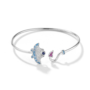 925 Sterling Silver Dễ Thương Động Vật Thiết Kế Thời Trang Bangle Với Trồng Sapphire Và Màu Zircon Mở Bangle Đối Với Phụ Nữ - Product Image 4