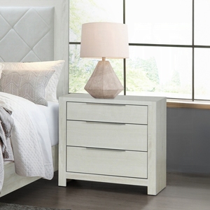 Modern Transitional Beige Nightstand 3 Drawer Wooden Bedroom <b>Storage</b> <b>Bedside</b> Cabinet - Product Image 1
