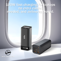 Vente en gros de banque d'alimentation en alliage d'aluminium 20000mAh 100W câble rétractable de type C affichage LED GaN Tech station d'alimentation portable certifiée