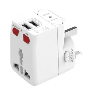 Universal usb travel power adapter dual Fuse 2 indicator light detachable 2 in one travel mobile charger travel mug