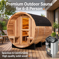 Ruang Sauna Kayu Solid untuk 6-8 Orang dengan Pemanas Listrik untuk Vila, Hotel, Resort, Spa Luar Ruangan, Relaksasi Kesehatan di Rumah