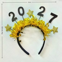 Serre-tête numérique 2027 en forme d'étoile en acier inoxydable fait main avec guirlande colorée pour le réveillon du Nouvel An et le carnaval